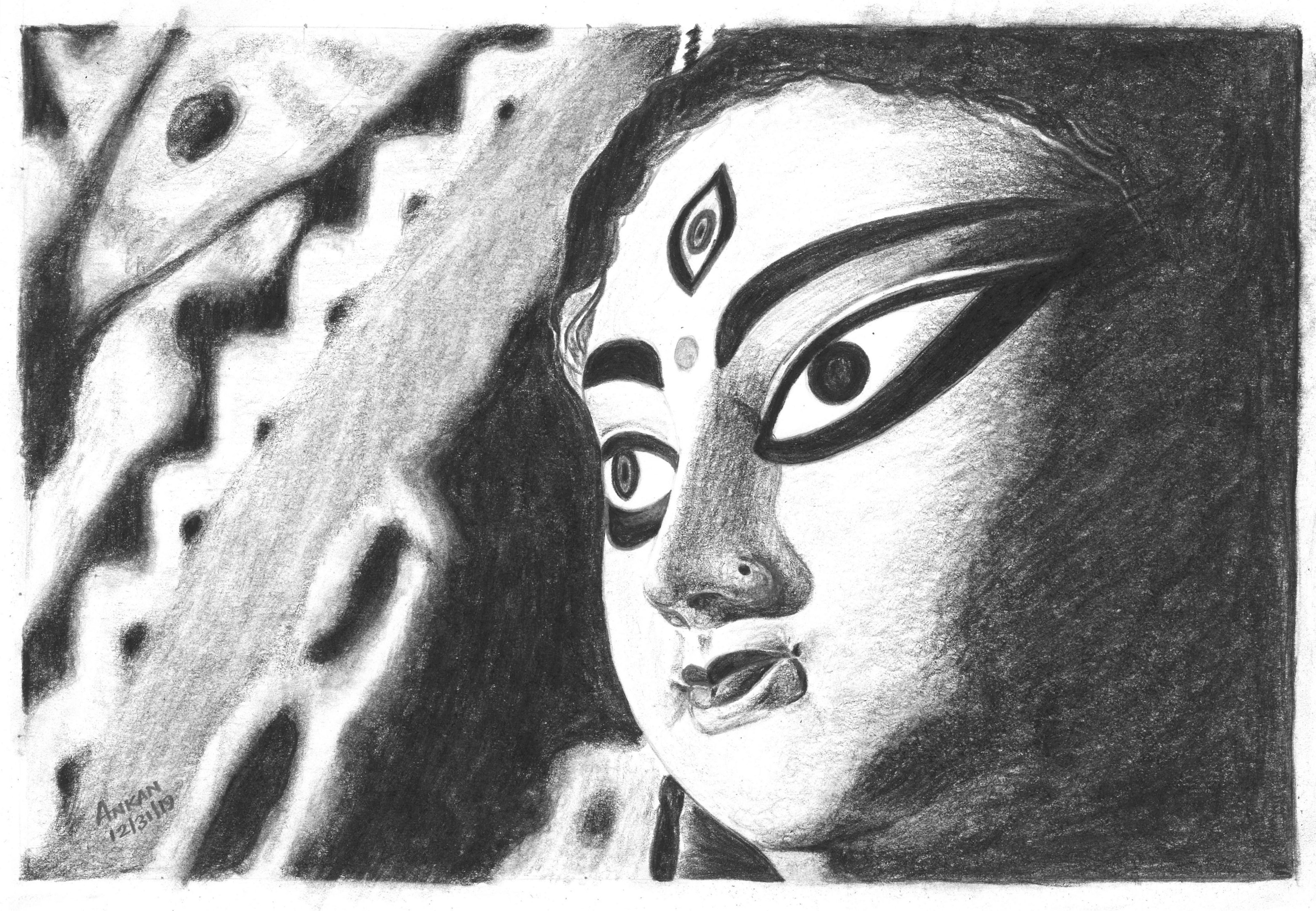 How to draw Maa durga face pencil sketch for beginners  step by step  drawing  MaaDurga  YouTube  Drawings Step by step drawing Pencil  sketches of faces